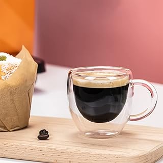 Double -walled glass Teamcare coffee cups with handle, isolated coffee cups, perfect for latte sachets, cappuccino, tea and juice (80 ml, 2 rooms).. DIAYTAR NIGERIA makes online shopping accessible to all with budget-friendly prices and reliable delivery.