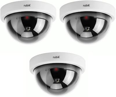 Rubik 3 -piece False Camera Dome of video surveillance with red LED light, false video surveillance camera simulation interior dome with LED light (white).. DIAYTAR NIGERIA brings a world of products to your fingertips with affordable prices and quick delivery.