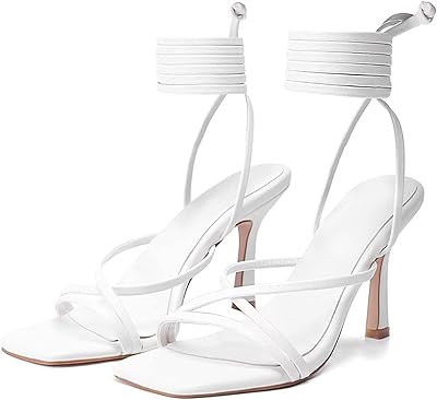 Women's lace -up sandals, square ends, needle suspenders, open end, ankle rolled heel.. DIAYTAR NIGERIA delivers more than purchases - we deliver affordable shopping solutions within the week.