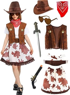 Set of cowgirl costumes for children - 7 -room girl clothes set, perfect for Halloween, costume parties and Western Western evenings.. DIAYTAR NIGERIA brings the market to your fingertips with affordable prices and prompt delivery service.