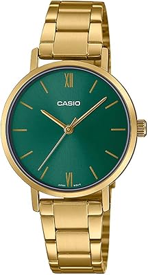 Casio watch for women, analog and digital, with a green dial and a stainless stainless steel bracelet, LTP-VT02G-3AUDF., Gold, bracelet.. Find everything you need at prices you'll love with DIAYTAR NIGERIA's comprehensive e-commerce platform.