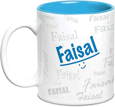 Hot Muggs Me - Ceramics Graffiti Cup with Personal name of Faisal, 315 ml, 1 unit.. Why wait? Get your order in 5–8 days with DIAYTAR Nigeria.