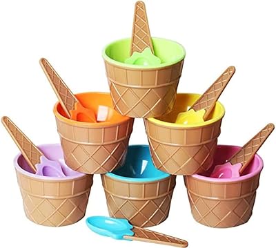 Bixio ice bowls with spoons, dessert bowls and matching spoons - Plastic sheet design, children's party supplies 6 pieces.. Shop without limits at DIAYTAR NIGERIA and receive your purchases at budget prices within the week.