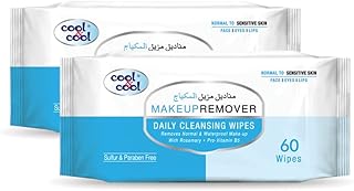 Cool & cool daily cleansing wipes for normal to sensitive skin | Usely make -up removal, 60 wipes.. Experience the convenience of boundless shopping with DIAYTAR NIGERIA's vast selection and quick delivery.