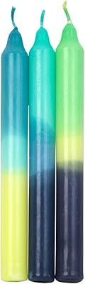 Talking Table Lot of 3 tricolor marble table candles, blue/yellow/green gradient.. No more overpriced stores — DIAYTAR Nigeria brings the best to your door.