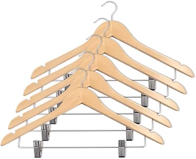 Axenture Set of 15 superior wooden hangers with metal clips, non -slip clips with smooth finish, solid wood, 360 -degree swivel hook - suspension clip for clothing, skirts, pants, children's shorts, Slack sweaters... DIAYTAR NIGERIA delivers on our promise of extensive selection and budget-friendly nationwide shipping.