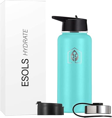 Insothermal island water bottle with straw and 3 lids - Double -walled stainless steel sports bottle for hot and cold drinks (Aigue -Marine, 1000 ml).. Shop confidently with DIAYTAR NIGERIA, offering affordable prices and reliable delivery within a week.