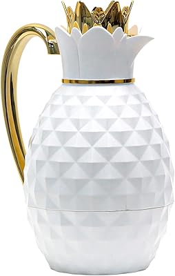 Luxury pilsco bottle 1 liter, beautiful appearance in royal white with gold cap/color cover, thermally isolated pot for coffee and tea 1 liter, kitchen decoration at home.. DIAYTAR NIGERIA: Making quality products accessible to all Nigerians at affordable prices.
