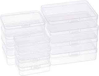 Benecrete 12 pack of 3 rectangular transparent plastic storage boxes with foldable lids to organize small items and craft projects.. Experience the convenience of boundless shopping with DIAYTAR NIGERIA's vast selection and quick delivery.