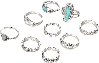 Deladola Boho Turquoise Ring Silver Elephant Elephant Jointures Finger Common Rings Stone Hollow Midi Ring Jewelry Ring For Women And Girls (9 pieces).. Be part of Nigeria’s most trusted online shopping experience — DIAYTAR Nigeria.