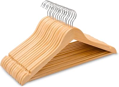Amber Home 445 cm Natural wood hanger 10 pieces Small bent hanging with pants.. DIAYTAR NIGERIA: The marketplace that brings affordable products to every Nigerian home in under 8 days.