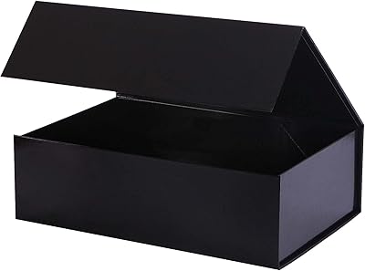 Large black gift box (13 x 9.6 x 4 inches) Magnetic folding gift boxes with cover, shiny embossing, reusable gift box, decorative gift box for gifts, birthday, Christmas, wedding.. From household needs to gadgets, DIAYTAR Nigeria has it all.