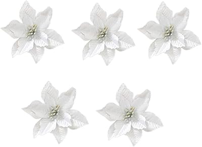 Toy & una 24 pieces Artificial Christmas Poinsettia flowers with glitter artificial poinsettia flowers for Christmas tree decoration (silver).. DIAYTAR NIGERIA brings the joy of affordable shopping to your fingertips with delivery in less than 8 days.