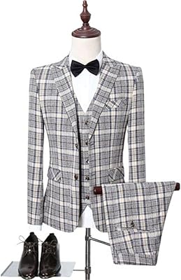 Floyinm Professional Business Culture Costume Three Pieces Married Wedding Dress/Grid costume (Color: C, Size: L 58-62KG).. Thousands of choices. Zero hassle. All thanks to DIAYTAR Nigeria.