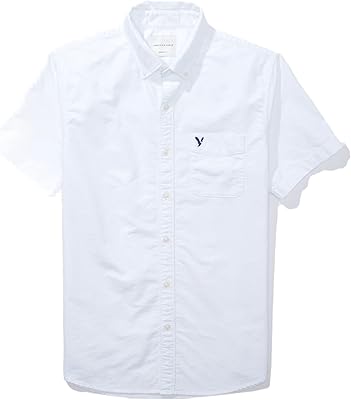 Classic buttoned Oxford shirt with short sleeves for men.. DIAYTAR NIGERIA: Where every search leads to affordable products delivered promptly across Nigeria.