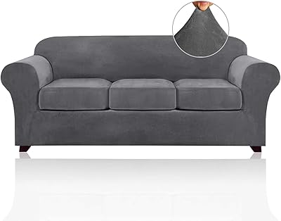 Sofa covers Extensible sofa in 4PCS velvet, thick and soft sofa covers with 2 strips of non -slip furniture and 3 single seat cushion covers (gray).. Everything you need is on DIAYTAR Nigeria — just a click away.