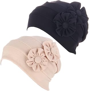 4 Turban flowers with flowers for women, vintage headgear, flexible hats, Muslim hat, headgear.. DIAYTAR NIGERIA: Connecting Nigerians with affordable products delivered promptly nationwide.