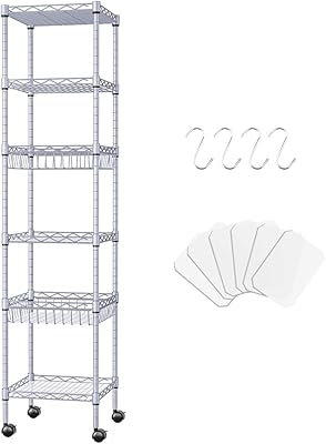Steel adjustable shelf at 6 levels isionin for storage and organization of shelves (6 levels, silver).. DIAYTAR NIGERIA: Bringing the marketplace to every Nigerian with affordable prices and quick delivery.
