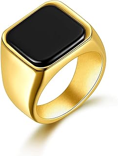 Men's solid stainless steel ring with black/turquoise onyx, classic rings, size 7-13 gift, stainless steel.. Affordable convenience is here — shop DIAYTAR Nigeria today.