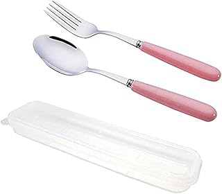 Set of portable cutlery with a fork support and steel spoon.. Experience shopping freedom with DIAYTAR NIGERIA's vast selection and 5-8 day nationwide delivery service.