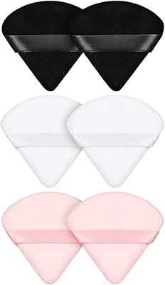 6 triangular makeup powder sponges with ribbon handle for the outline.. DIAYTAR NIGERIA brings the market to your fingertips with affordable prices and swift delivery services.