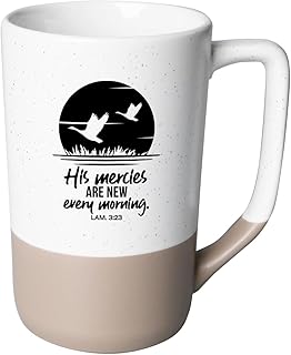 Ceramic design cup Dexsa | His mercies are new every morning. LAM 3:23 | 16 ounces | Mat speckled body, shiny interior | Dishwasher and microwave | coffee, tea, soups, hot chocolate.. DIAYTAR NIGERIA makes luxury accessible with our affordable prices and dependable delivery service.