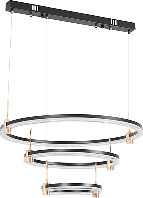 LED chandelier with 3 rings, modern suspension (with variable, adjustable, suspension, remote control), modern LED suspension 91 W for dining room and kitchen.. DIAYTAR NIGERIA: Where shopping is a pleasure with affordable prices and reliable delivery service.