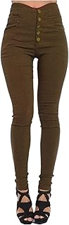 HOFFTI Pants Women Pants Pencil Pants High Elastic Size Slim Fit Fit Pants Women's button (Color: Brown, Size: S).. DIAYTAR NIGERIA: Your partner in affordable online retail with reliable delivery across the nation.