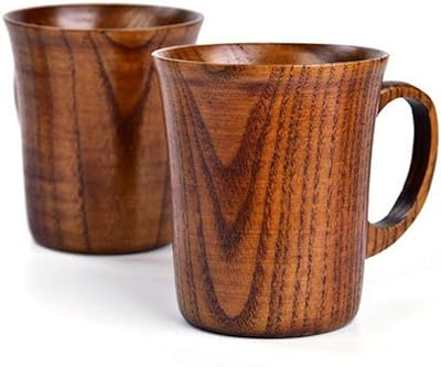 I.M [2 pieces] Solid wood jujube cup for coffee and beer hand -made tea cup with handle, wooden water cup for coffee and solid quality wooden tea.. Experience the convenience of boundless shopping with DIAYTAR NIGERIA's vast selection and quick delivery.