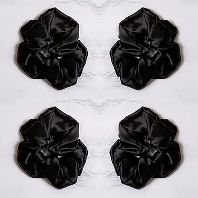 4 Hair ties in elastic silk satin for ponytail, thick and curly hair (black).. Join the movement — fast, affordable shopping only at DIAYTAR Nigeria.