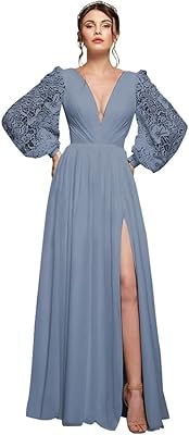 Long -sleeved Mousselin Mousseline dress, long lace wedding dress, V -neck formal dresses with slit.. Discover thousands of products on DIAYTAR Nigeria with delivery between 5 to 8 days across the country.