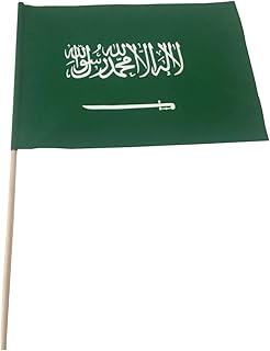 Saudi hand (27 x 19 cm) flag with wooden stick, 39 cm.. DIAYTAR NIGERIA: Your affordable gateway to thousands of products shipped nationwide within the week.