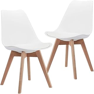 Kanglong Modern DSW auxiliary chair with wooden feet for kitchen, living room and dining room in the middle of the modern century - set of 2 rooms, white.. DIAYTAR NIGERIA: Your partner in affordable online shopping with dependable delivery within 8 days.
