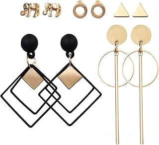Set of 5 pairs of geometric gold earrings, minimalist earrums in fashion for women and girls, free waist, metal, without precious stones.. DIAYTAR NIGERIA transforms wishes into deliveries with our affordable and reliable e-commerce platform.