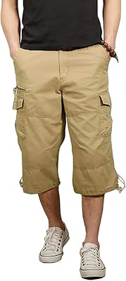 Short Capri 3/4 under the knee for men, casual training shorts in long crotch cotton with several pockets (without a belt).. Experience retail therapy without the financial stress at DIAYTAR NIGERIA's affordable e-commerce platform.