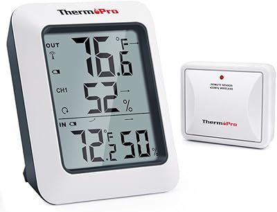 Digital thermo pro TP60S digital hygrometer interior and exterior, wireless thermometer for temperature and humidity, ambient thermometer with range of 200 feet/60 m.. Your complete shopping solution, DIAYTAR NIGERIA offers extensive choice with competitive prices and delivery.