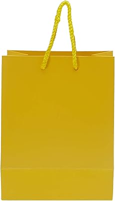 Party Time - A5 12 Pieces Format Paper Bag - Uni - 18x23x10 cm - Yellow.. DIAYTAR NIGERIA brings the market to your fingertips with affordable prices and swift delivery services.