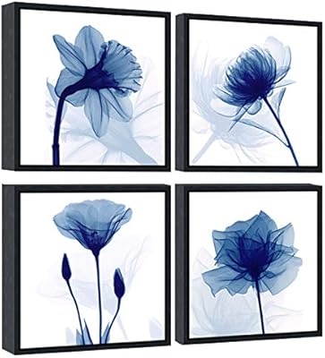Bleu Corchical Pyradecor Flower Wall Art Print 4 Panels Art For Bureau Chambre Decorations For Home.. DIAYTAR NIGERIA connects you with thousands of products at competitive prices, delivered within a week.