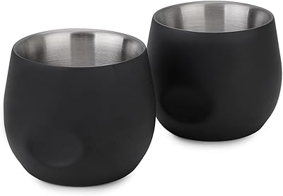 Kitchenxus Set of 2 stainless steel cups in stainless steel, unquestionable dual-walled isolated mini-tasse for outdoor events, picnics and parties (black-l-6 oz).. Shopping made simple with DIAYTAR NIGERIA's vast selection and budget-friendly nationwide delivery.