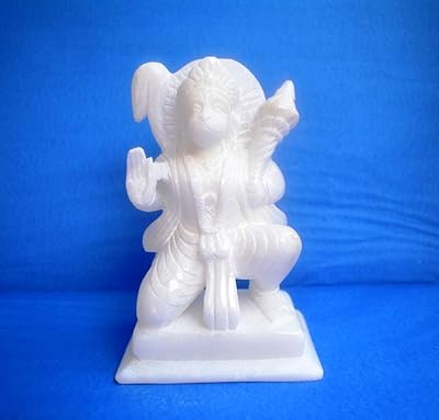 Statue Hindu Hanuman from mountain in marble in hand, powerful Bajrangpalli statue for the house and the temple, I idol Puja (7 inches, Hanuman statue in the shape of a C).. DIAYTAR NIGERIA: Where smart shoppers find everything they need at prices they can afford.