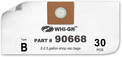Whi-GN 90668 Shop Vacs Type B filter bags, Part # 9066800 9066833, compatible with shop vacuum clecs from 2 to 2.5 gallons (30).. DIAYTAR NIGERIA delivers more than products - we deliver affordable shopping satisfaction nationwide.