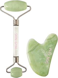 Skin Gym Set of facial exercise tools in jade and gua sha for fine lines, fine lines, anti-aging, facial lifting and skin care.. DIAYTAR NIGERIA: Making quality products accessible to all Nigerians at affordable prices.