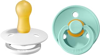 Set of 2 Color bib pacifiers, BPA dummy pacifier, Round in natural rubber latex, size 2 (6-18 months), white/mint.. DIAYTAR NIGERIA: Your partner in affordable online retail with reliable delivery across the nation.