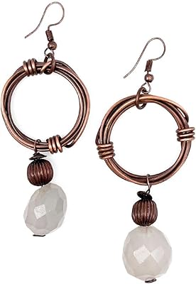 Banjara earrings - White agate, copper and white agate, copper, white agate.. Great products, lower prices, fast delivery — DIAYTAR Nigeria has it all.