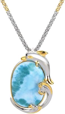 Simple pendant Dauphine in Sterling Sterling Sterling, Natural Marine Life, Larimar, Precious Stones, Jewelry for Women and Girls, Natural Brut Crystal for Precious Stones Pendant.. DIAYTAR NIGERIA brings affordable products to every doorstep with our reliable 5-8 day shipping.