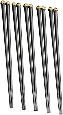 5 pairs of stainless steel baguettes - heat -resistant baguettes, light and reusable kitchen utensils, food and food rods for restaurants at home.. Enjoy stress-free shopping with affordable prices on DIAYTAR Nigeria.