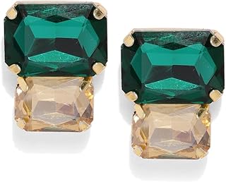 Gold plated earring set with a green stone from Zaveri Pearls for women.. Easy checkout, quick delivery — shop now on DIAYTAR Nigeria.