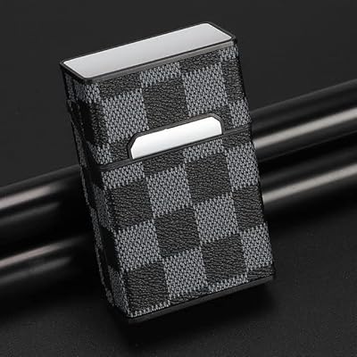 Cigarette cigarette case PU 20 pieces, Cigarette capacity, can set up a box of cigarette storage, tobacco pocket for cigars, cigarette cases for men and women (gray plaid).. DIAYTAR NIGERIA: Making online shopping accessible to all Nigerians with our affordable platform.