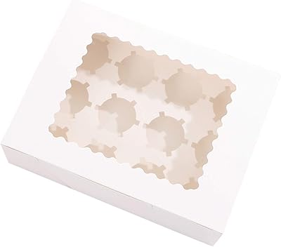 Joyfullhome 12 Pieces 12 Cupcake boxes in Kraft paper with inserts, cupcake boxes for bakery and cakes for the house and the dessert store (white).. Experience convenient online shopping on DIAYTAR Nigeria — wide selection and affordable delivery.