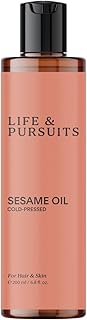 Unrefined sesame oil Life & Pureuits cold pressed (200 ml) for skin and hair - moisturizing for healthy hair and smooth skin.. DIAYTAR NIGERIA: Connecting Nigerians with affordable products through our expansive e-commerce platform.